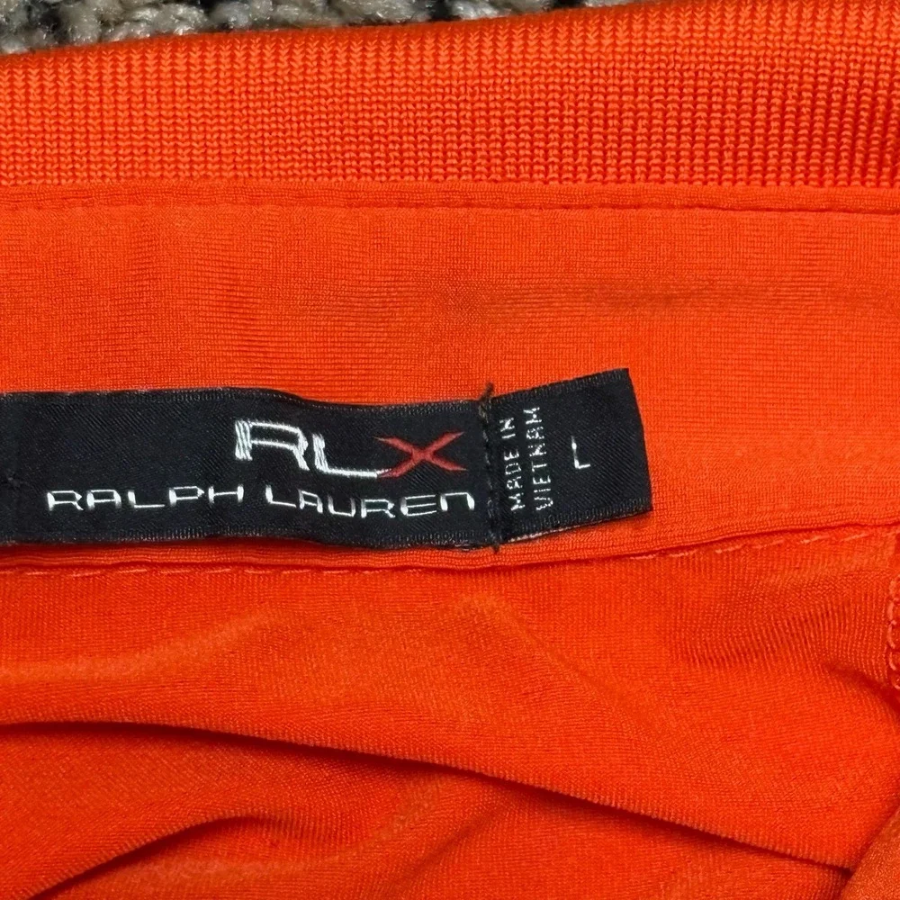 RLX‎ Ralph Lauren Orange Polo Shirt Men's L Side Slits Golf